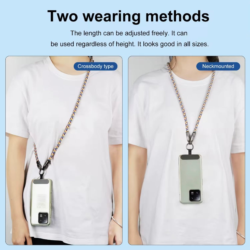1.2M Crossbody Telefoonkoord met 240W Snellaadkabel – Universeel Type-C & Polsband