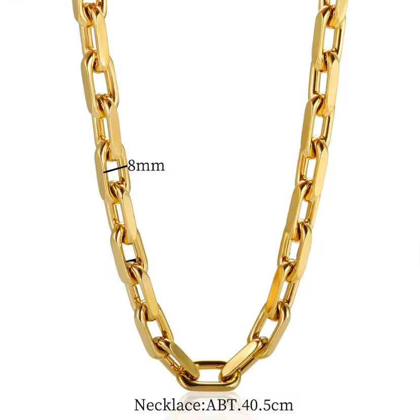 Goudkleurige Hiphop Ketting en Armband voor Vrouwen – Stoer en Trendy