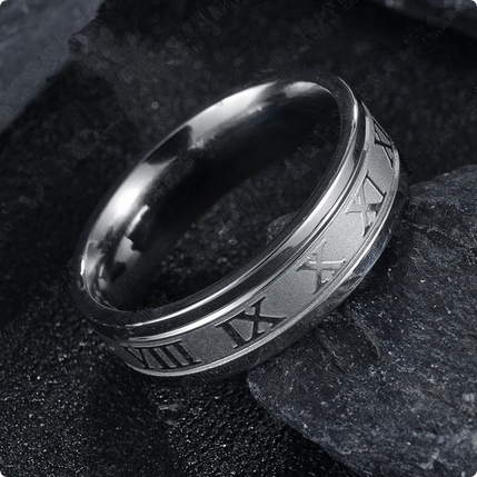 TimelessSignet™ Vintage Romeinse Cijfers Herenring"