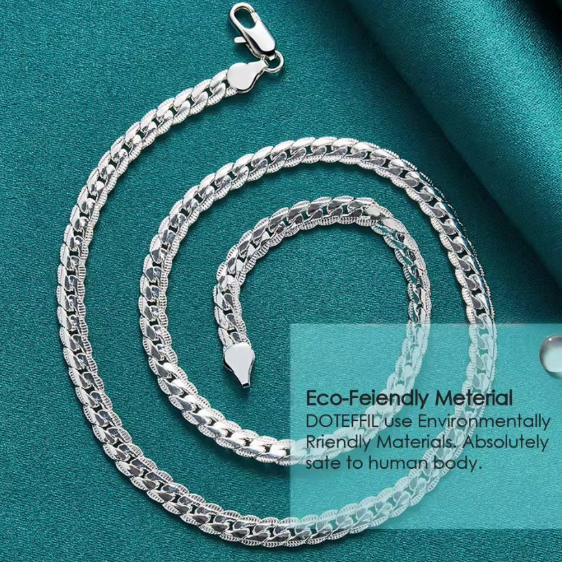 925 Sterling Zilveren Ketting – 6 mm Breed, 60 cm Lang – Tijdloze Elegantie voor Dames & Heren