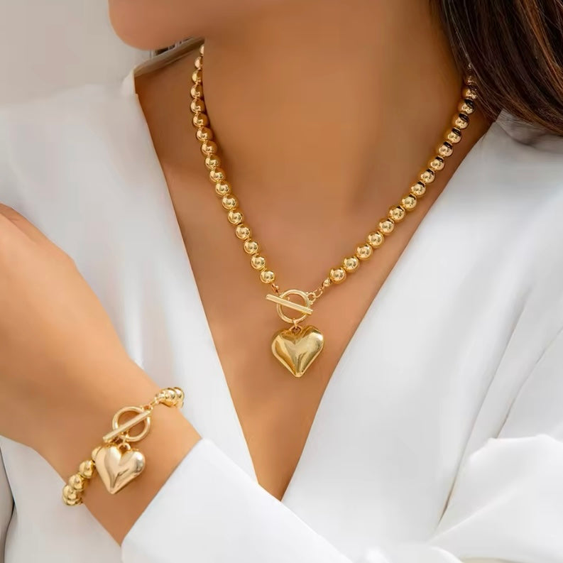 Creatieve Punk Big Love Heart Ot Gesp Hanger Choker Ketting