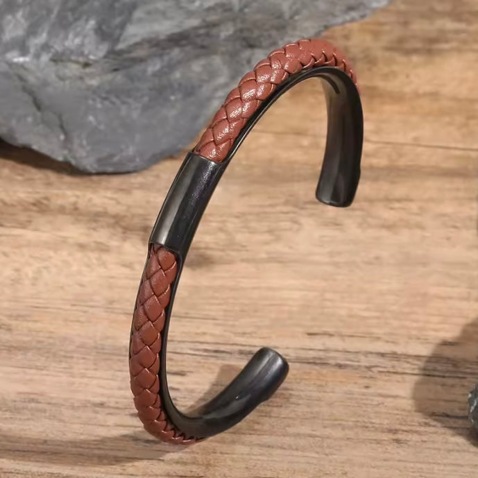 Roestvrijstalen Manchet met Zacht PU-Leren Inzetstuk