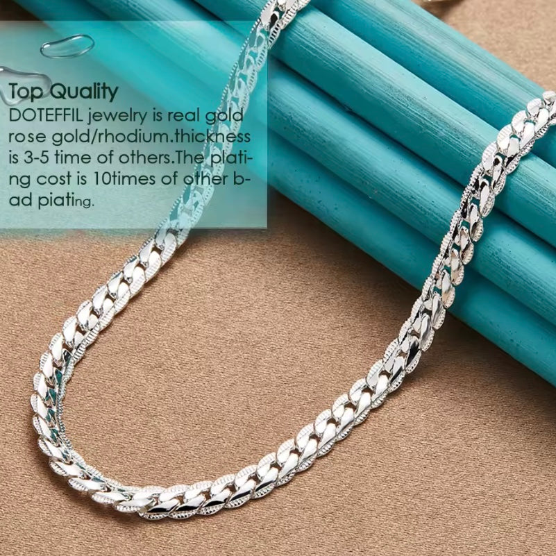 925 Sterling Zilveren Ketting – 6 mm Breed, 60 cm Lang – Tijdloze Elegantie voor Dames & Heren