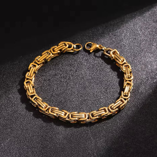 Stijlvolle 316L RVS Armband â Goudkleurig Chain Link Design - Byzantijnse Schakel Ketting