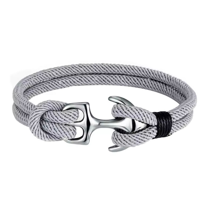 Armband heren roestvrijstalen veiligheidssluiting nautisch touwarmband