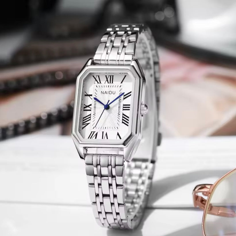 VeraTime™ Dames Quartz Horloge met Stalen Band en Romeinse Wijzerplaat