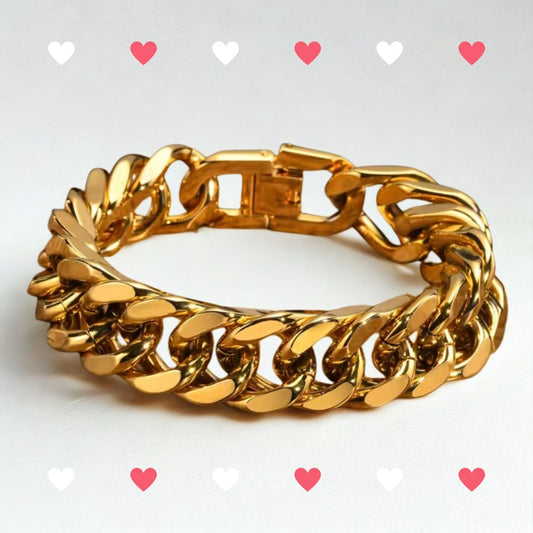 Heren goudkleurige Cubaanse kettingarmband, dikke 8/10/12/15 mm