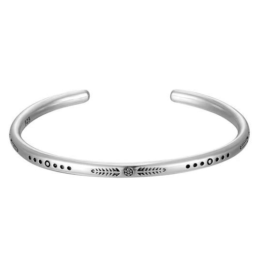 925 Verzilverde Manchetarmband â Handgemaakt & Verstelbaar