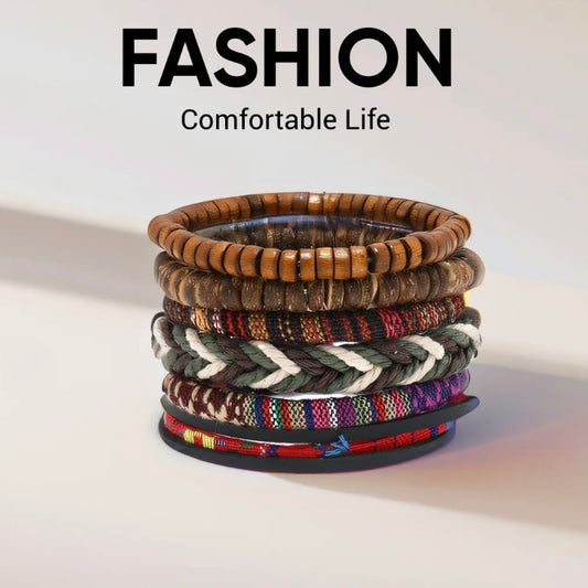 Gevlochten Lederen Armband Mannen â Levensboom & Houten Kralen, Tribal Verstelbaar
