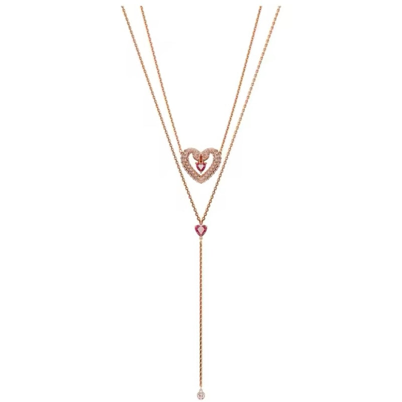 Luxe dubbele ketting, gemaakt van hoogwaardig stainless steel met Hart