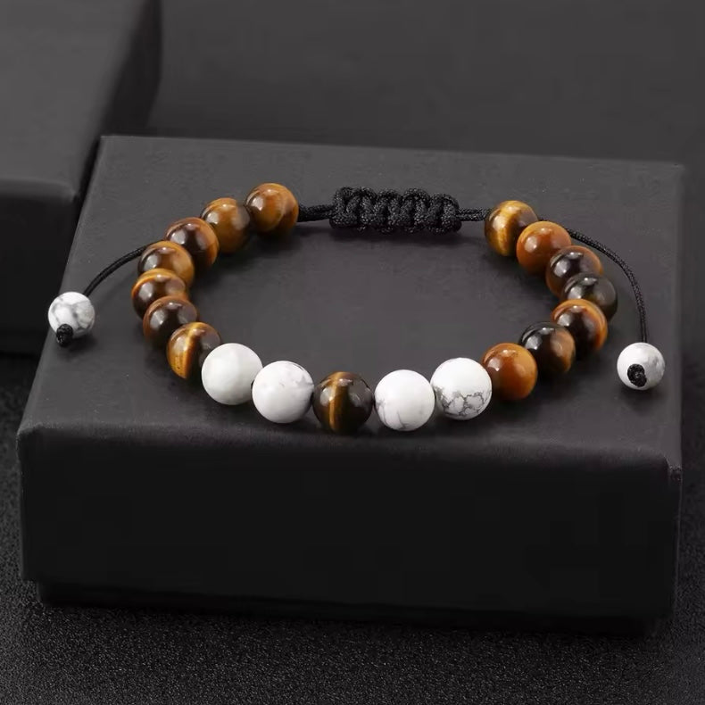 Verstelbare Armband met 8mm Natuurlijke Kralen – Luxe Tijgeroog Steen Sieraden