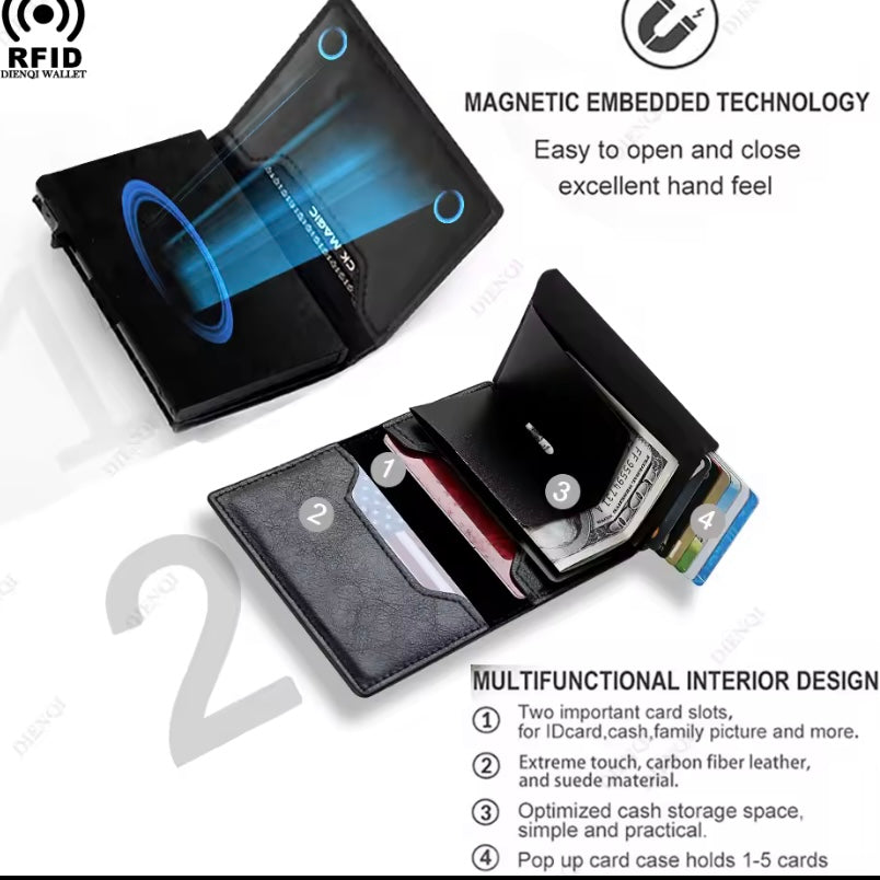 Luxe Koolstofvezel RFID-portemonnee – Minimalistisch & Slank