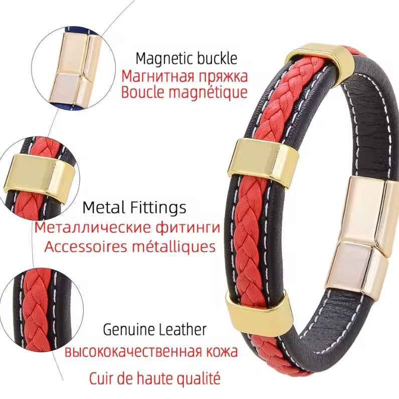 Klassieke Gevlochten Leren Armband – Unisex Design met Zinklegering Metaal | Sieraad voor Dames & Heren