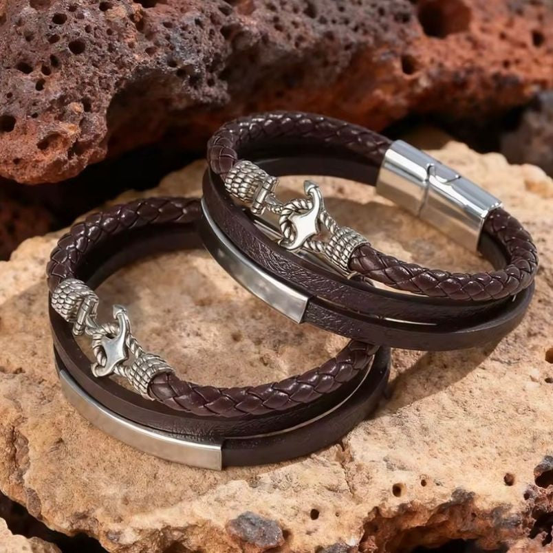 Bruine bootanker PU-leren armband