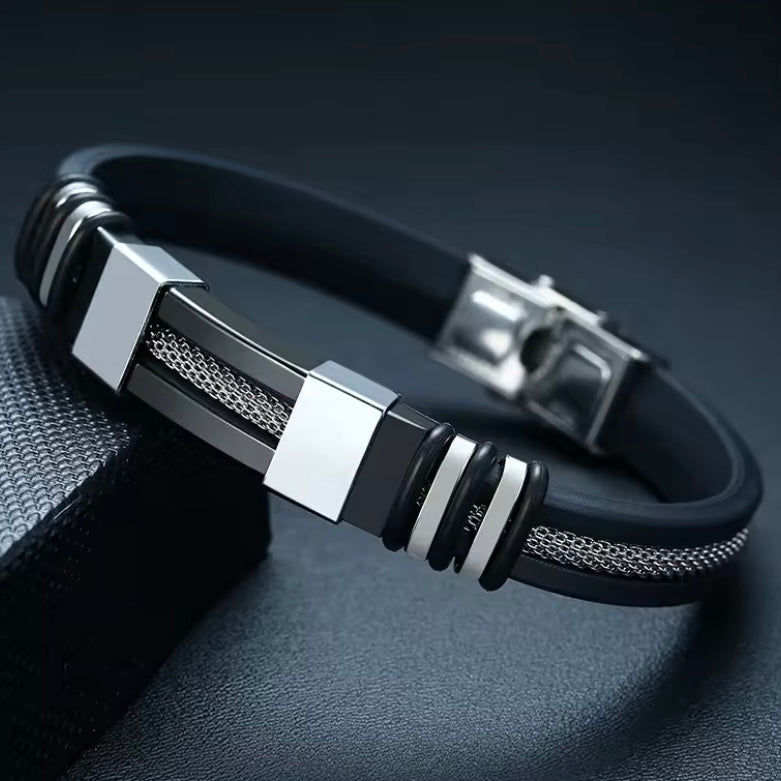 Seraphina Aeonia Chain Black7 Unisex Armband - Silicone Mesh