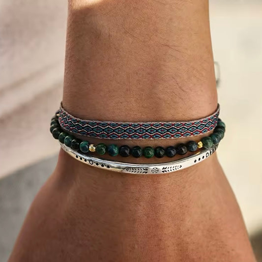 Tibetaanse Boeddha Knoop Bedelarmband â 925 Verzilverde Touwstijl met Lapis Lazuli