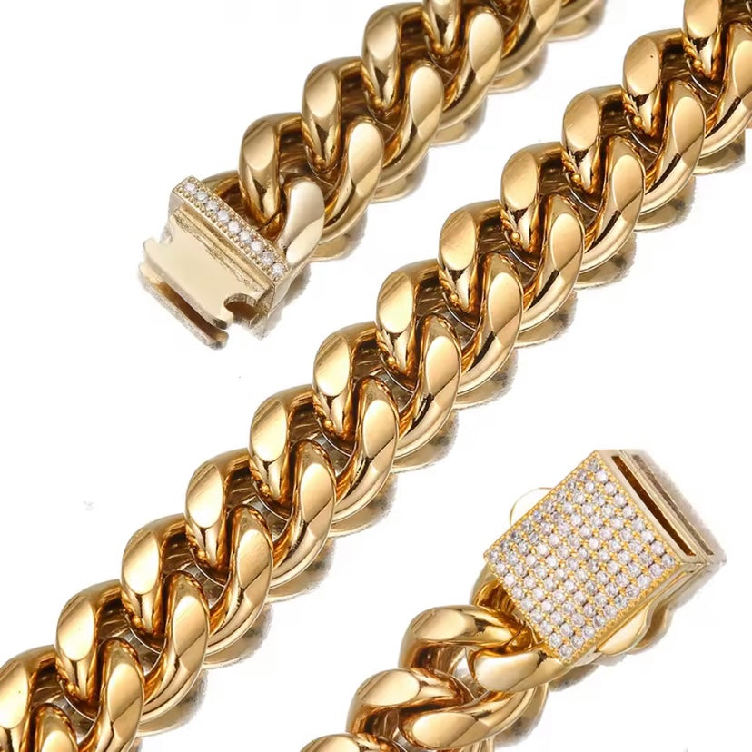 316L roestvrijstalen Miami link ketting, lengte 55–71 cm