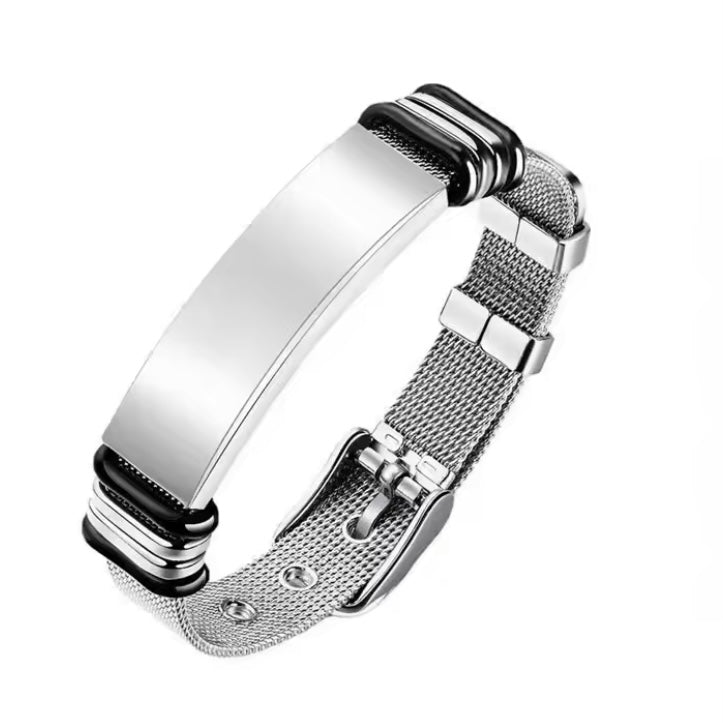 Perfecte herenarmband van titaniumstaal voor Vaderdag – Personaliseerbaar met familiefoto's een stijlvol cadeau