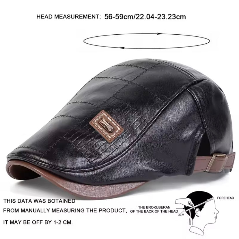 030 - Lidico™ Leren Baret | Verstelbaar | Retro Stijl | Hoge Kwaliteit