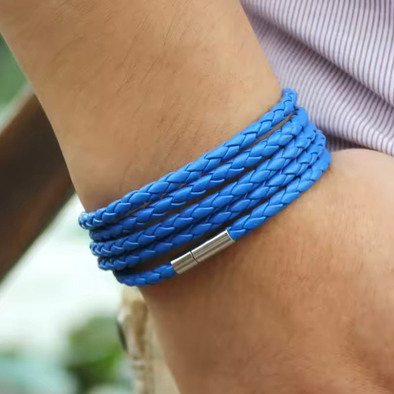 Xqni Retro Lederen Wrap Armband voor Heren - Lengte 90 cm