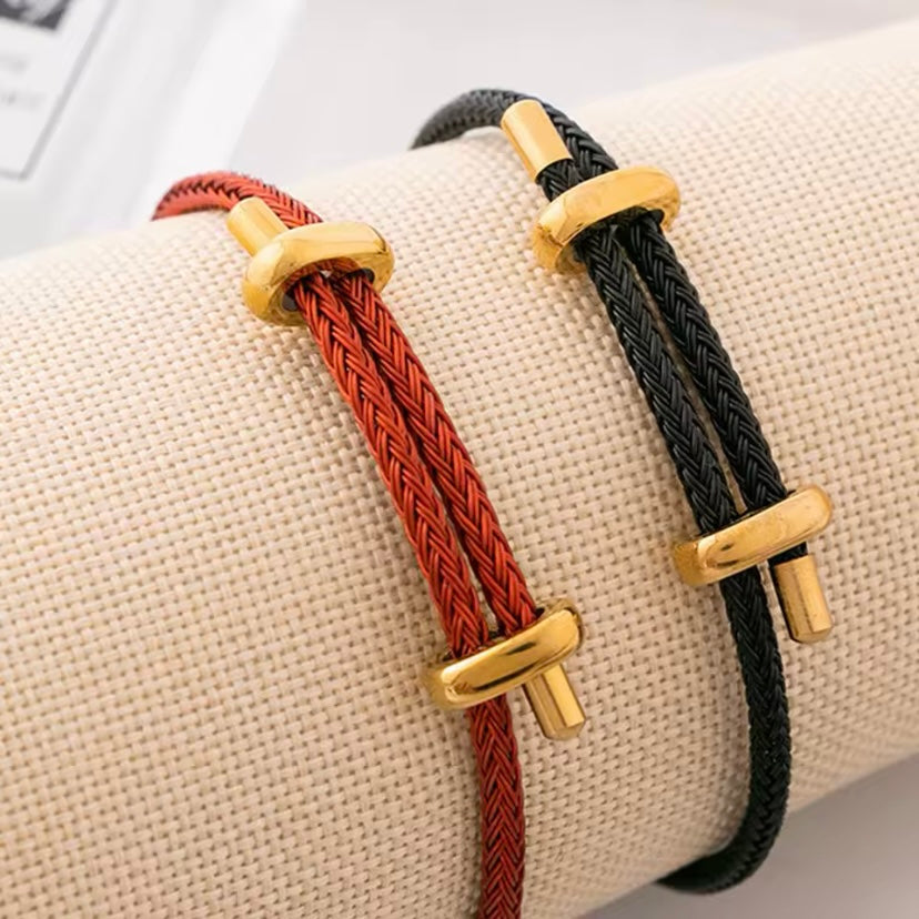 KarmaKnot® Rode & Zwarte Touwarmband (2pcs)