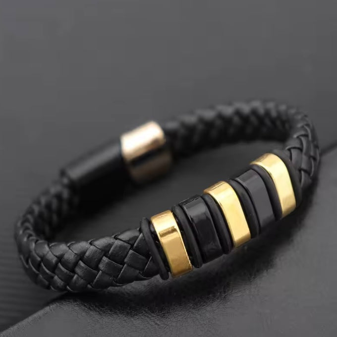 Rex – Zwarte Lederen Armband