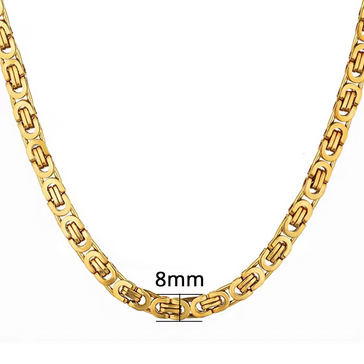 Vintage Byzantijnse Schakelketting 6/8mm Goud/Zilver