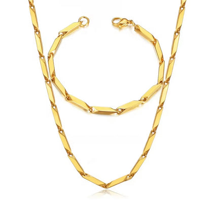 Goudkleurige Onregelmatige Link Chain – Armband & Ketting van Roestvrij Staal