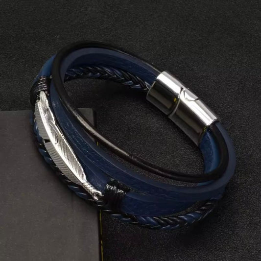 Retro veren geweven PU lederen armband