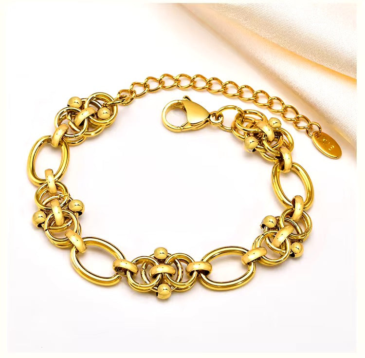 EleganceGold™ RVS Ketting Armband, Vantage 18K Verguld