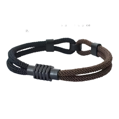 Bicolor Draad Armband Voor Mannen Magneet Gesp Concentrische Knoop Nautische