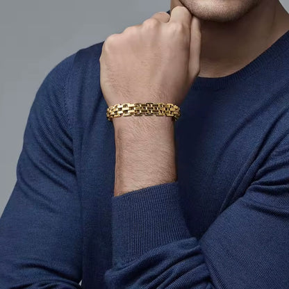 Dikke Mannelijke Horlogeband Schakelarmband – 11mm Roestvrij Staal, Handgemaakt