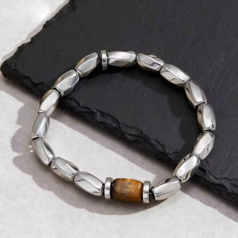 Vintage tijgeroog stenen armband