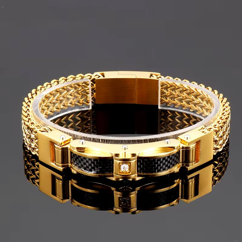 creatieve herenarmband, goudkleurige ingelegde zirkoon