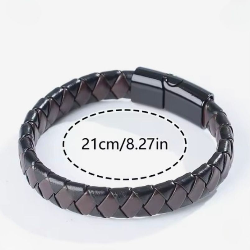 Zwart bruin geweven PU lederen armband