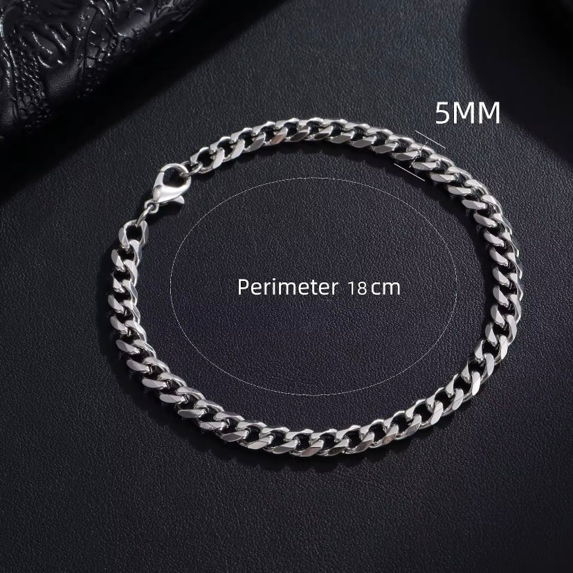 Nieuwe Trendy Cubaanse Ketting Mannen Armband Klassieke Rvs 3/5/7/9mm Breedte