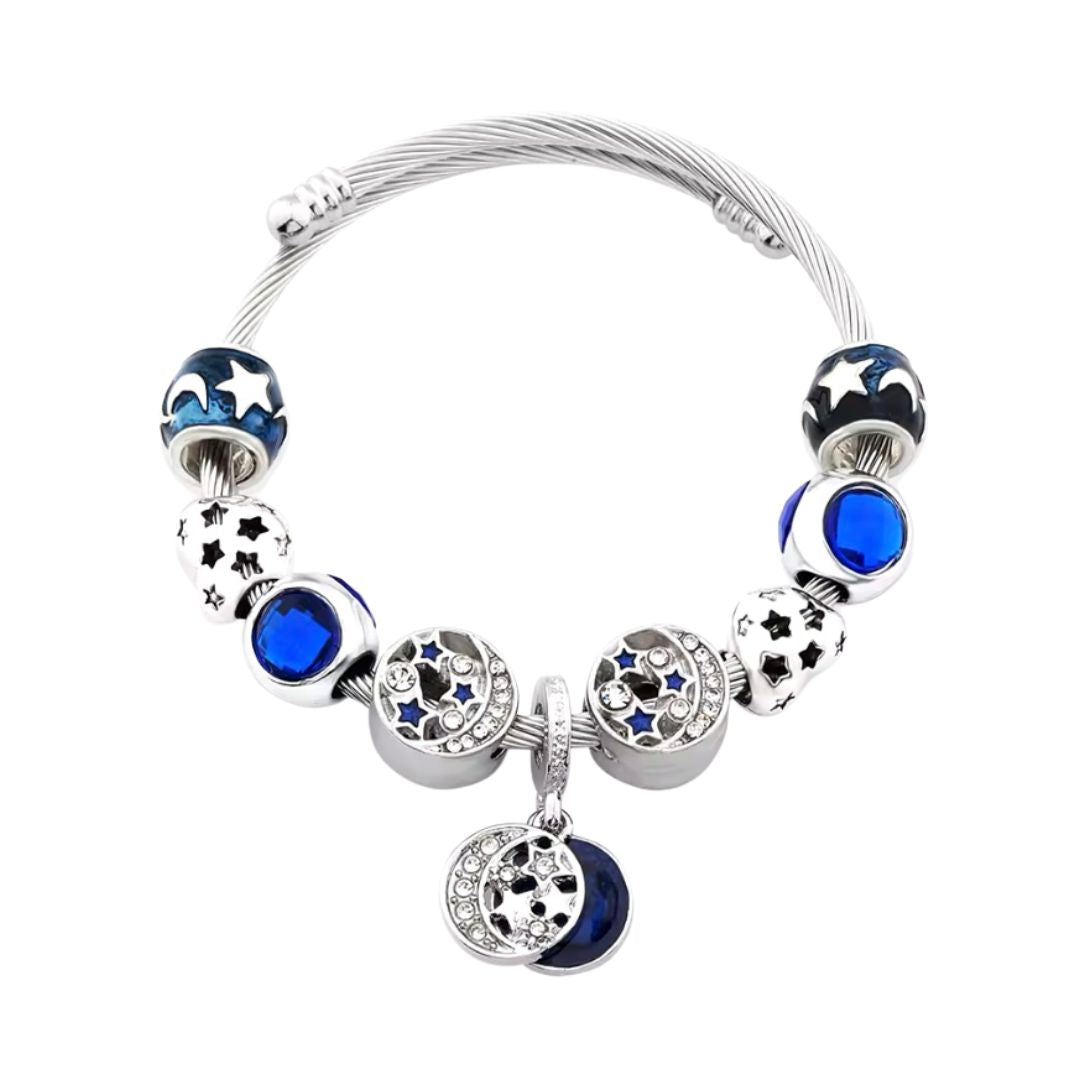 Verstelbare Hart Manchet Armband met Bloem Charm