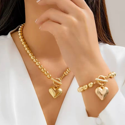 Punk Big Love Heart Ketting & Armband Set – Vintage Grunge