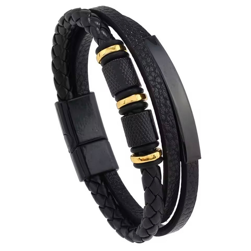 Trendy Lederen Armbanden voor Mannen - Staal, Meerlagig| VALESTA™ | gratis verzending