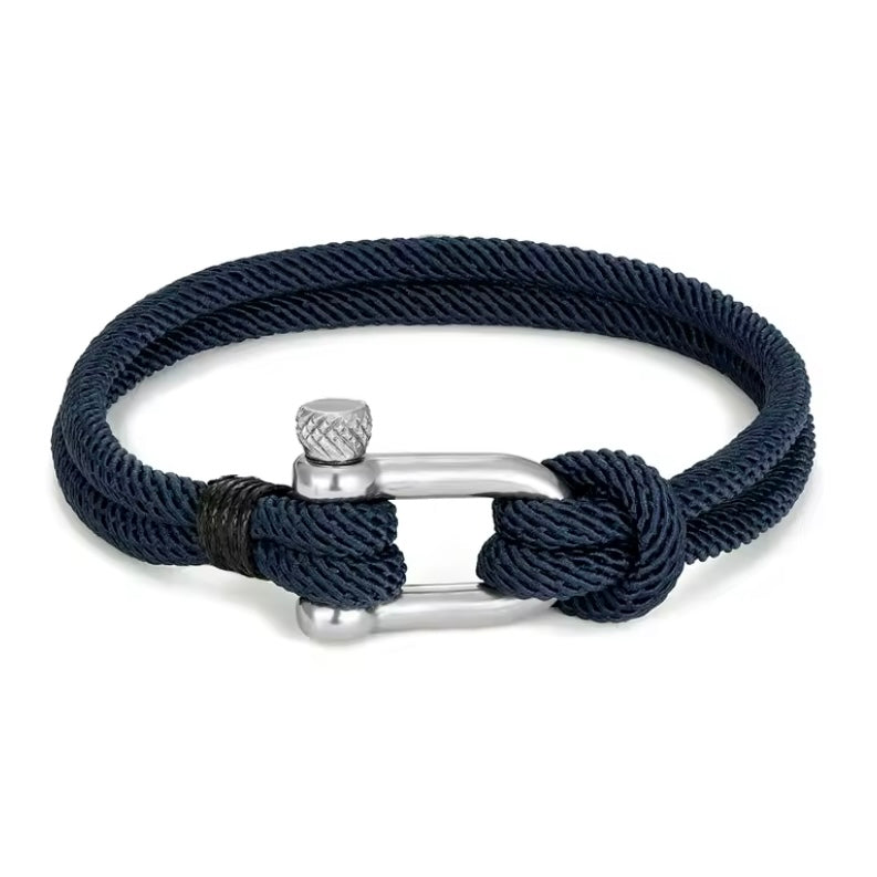 Armband heren roestvrijstalen veiligheidssluiting nautisch touw armband