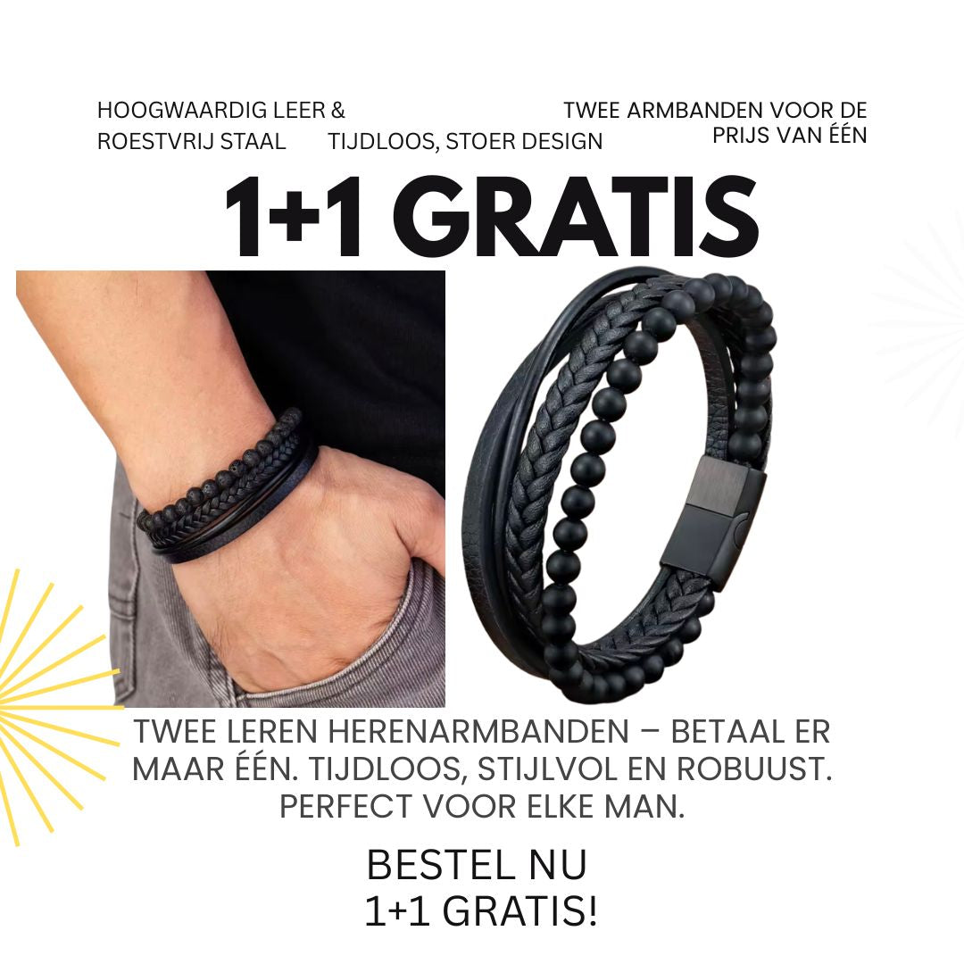 Hoogwaardige Leren Armbanden 1+1 Gratis
