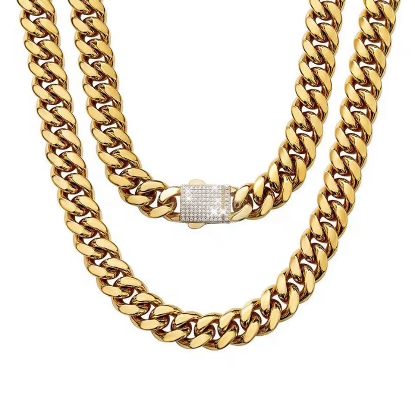 316L roestvrijstalen Miami link ketting, lengte 55–71 cm
