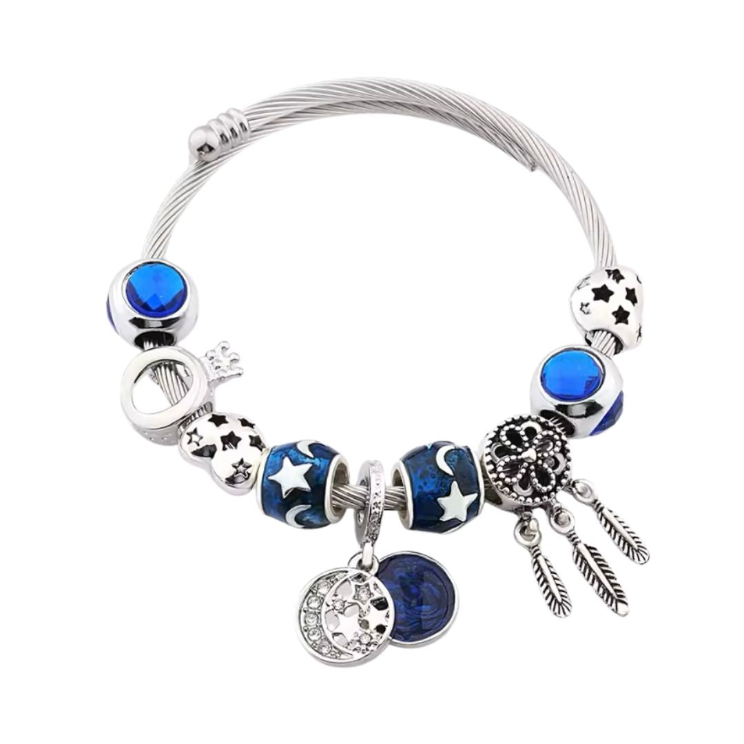 Verstelbare Hart Manchet Armband met Bloem Charm
