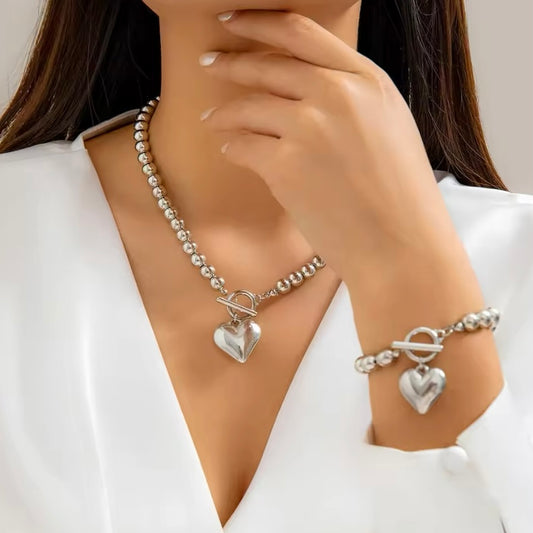 Creatieve Punk Big Love Heart Ot Gesp Hanger Choker Ketting