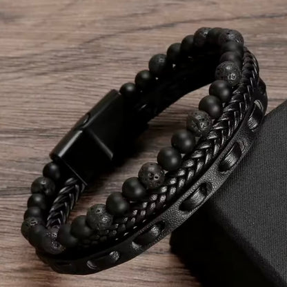 1pc heren retro bruin PU-leer tijgeroog | tijdelijk 20%