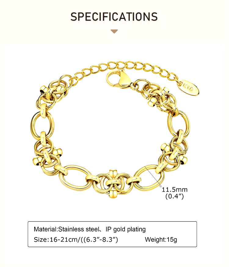 EleganceGold™ RVS Ketting Armband, Vantage 18K Verguld