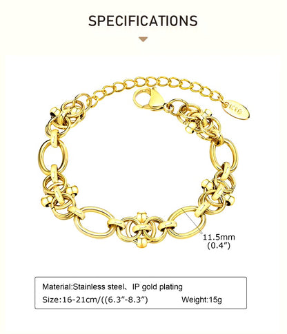 EleganceGold™ RVS Ketting Armband, Vantage 18K Verguld