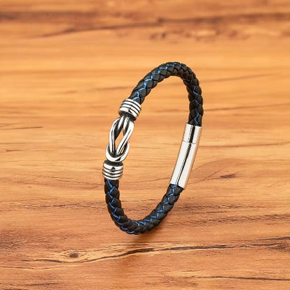 TYO minimalistische sportstijl heren roestvrij staal geweven lederen armband Toggle-sluitingen