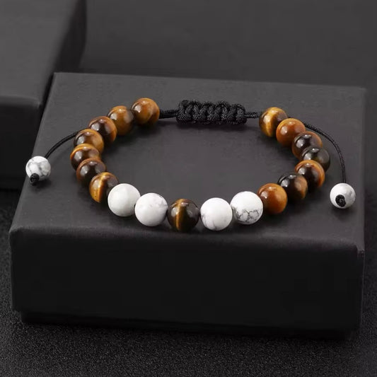 Verstelbare Armband met 8mm Natuurlijke Kralen – Luxe Tijgeroog Steen Sieraden