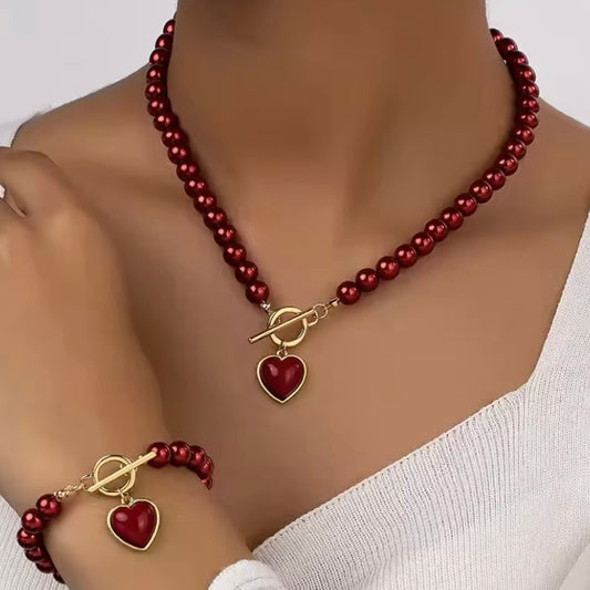 Punk Big Love Heart Ketting & Armband Set – Vintage Grunge